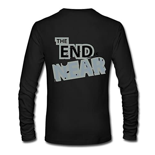 Uanwuquha The End Is Near World Custom Men's Blank Long Sleeve T-Shirt Size XL Color Black