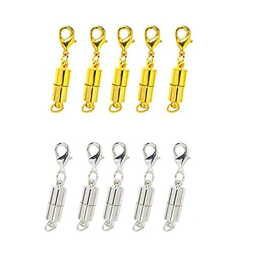 ShineIn Magnetic Lobster Clasps DIY Connectors Accessories Gold and Silver Color 3.5cm 10 PCS (#1)