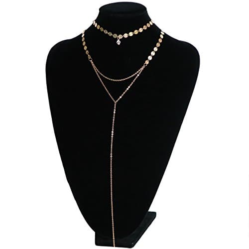 Likimar Thin Layered Coin Sequins Choker Necklace Pendant Necklace Handmade Charm Women Jewelry