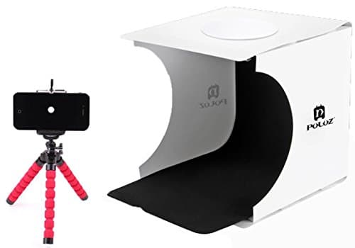 Photo Lighting Studio Tent Including Mini Portable Foldable LED Box USB Cable, Black &amp; White Backdrops and Tripod for Photography in Home Office Room