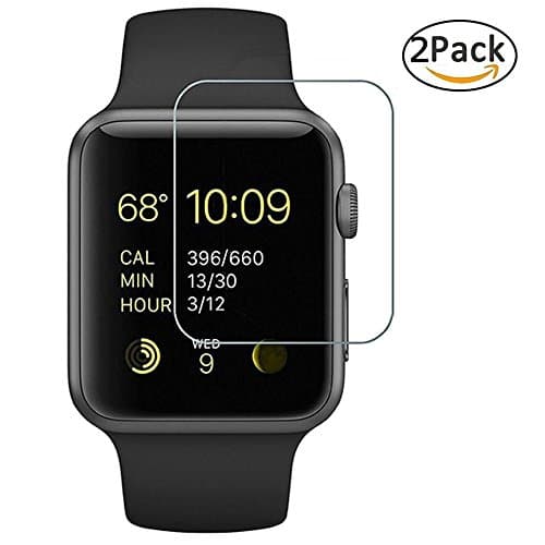 2pcs Apple Watch 38mm Tempered Glass Screen Protector Series 3 / 2 / 1 Compatible, Premium Anti Scratch Resistant Anti-Fingerprint Glass Screen Film for Apple iWatch 38mm