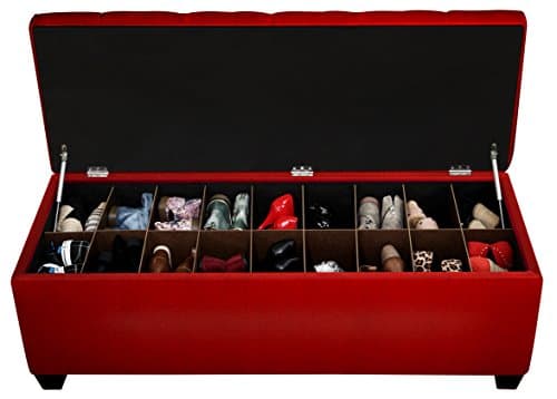 MJL Furniture DesignsThe Sole Secret Candice Berry Button Tufted Shoe Storage Bench, Large (SSDL-CANBERRY)