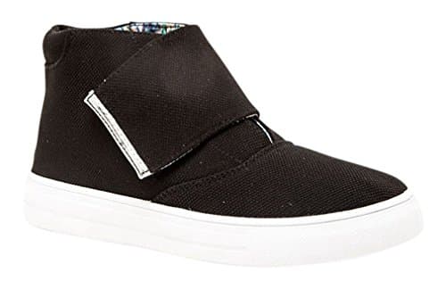 High Top Sneaker Casual Women Shoes With Velcro Fold Over Strap Ribbed collar