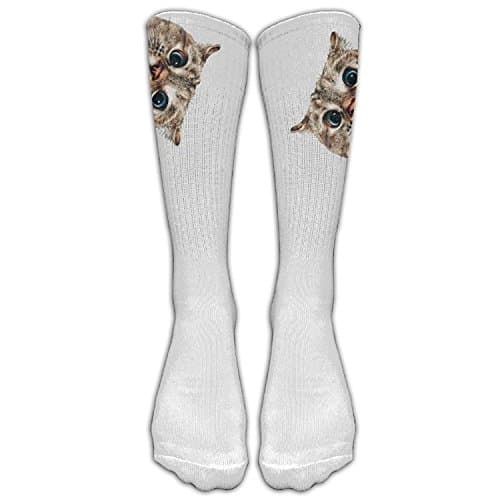 AWENGESS A Cat,watch,cartoon,funny,strange,art Socks Women's Single Pack Novelty Knee High Socks