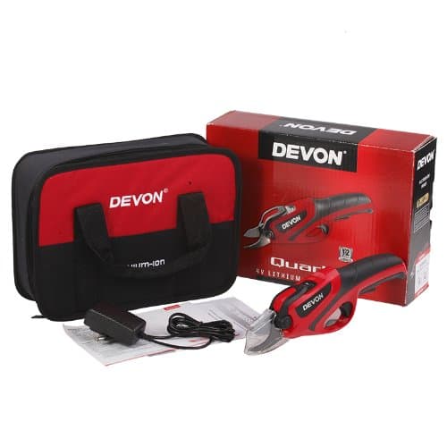 Electric branch shears Rechargeable Battery Wireless Professional Tree Trimmers Secateurs Cutting Scissors Strong Blade for Garden, Rose Apple Fruit Tree Branches (red)