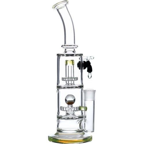 SCIENTIFIC LABORATORY TUBE - 13-1490 18MM FML WP BENT NECK WATER FAUCET W/ 2X SHOWERHEAD PERC 12" SLIME GREEN