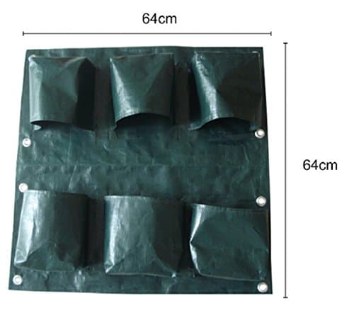 Salable Mart 6 Pockets Vertical Garden Planter Wall-mounted PE Home Gardening Flower Planting Bags Living Indoor Wall Planter (6 Pockets)