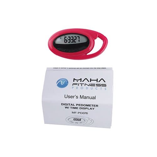 Maha Fitness Professional Pedometer with Time Display - Red