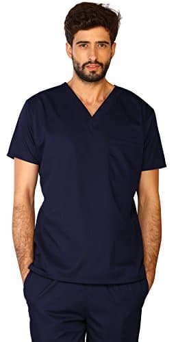 LifeThreads Classic Men's Scrub Top - Antimicrobial - Fluid Resistant - Navy Blue - XXX-Large