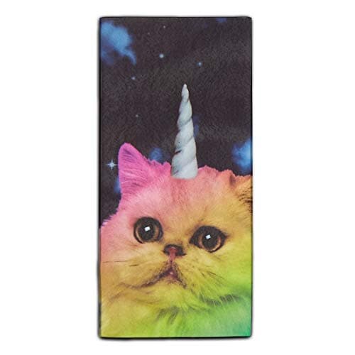 Hair Towel, Ultra Absorbent & Fast Drying Microfiber Rainbow Unicorn Cat Shower Bath Towel