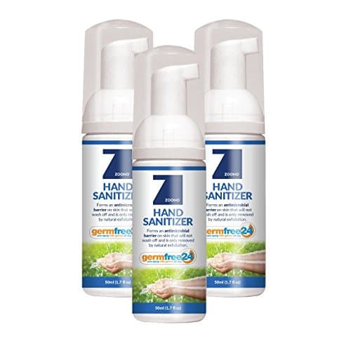 GermFree 24 Tri-Pack Hand Sanitizer - Long-Lasting 24 Hour Effect - Kills 99.99% Of Germs &amp; Provides All Day Protection - Non-Staining - Odorless 50ml Foam (Includes 3x 50ml Foamers) - Made in USA
