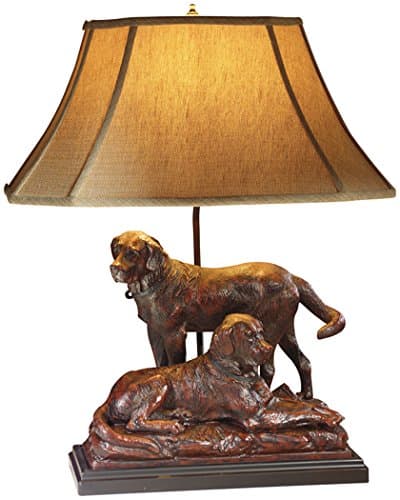 LodgeandCabins 2 Labs Dog Lamp, Burlwood