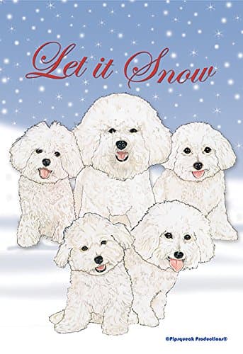 Bichon Snow Bunnies C497 - Pipsqueak Productions Christmas Large Flag