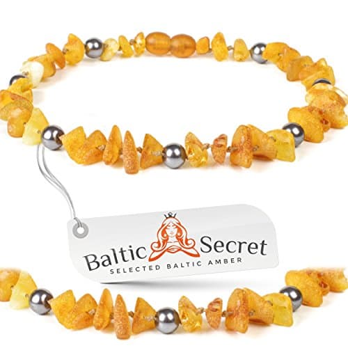 Dog Collar Medium / Raw Baltic Amber Gems/44pGREY