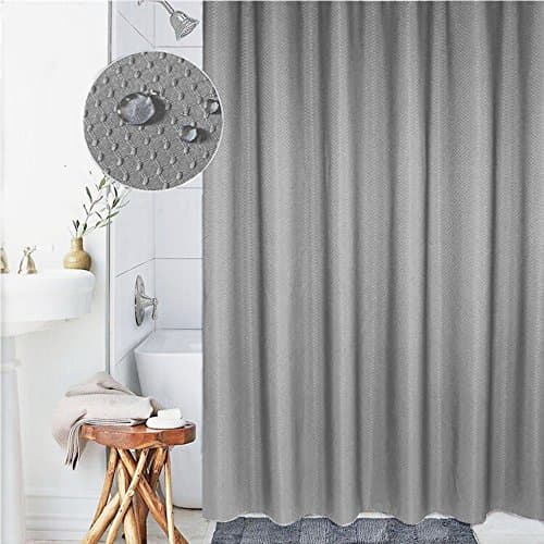 Grey Thick Shower Curtain Polyester Fabric 72X72 Mildew-Free Water-Repellent Non Toxic,Eco-Friendly,No Chemical Odor,Rust Proof Grommets Plastic Hooks