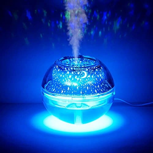 Star/Moon Projection Lamp, Sysmarts Silent Humidifier with LED Night Light for Kids Bedroom (Silver White)