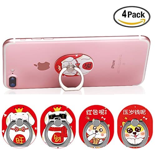 Ditan Finger Ring Stand 360° Rotation Thin Universal Phone Ring Holder Kickstand for iPhone X, iPhone 8/8 Plus, iPhone 7/7 Plus, Samsung Galaxy S8/S8+ etc. (4 Packs)