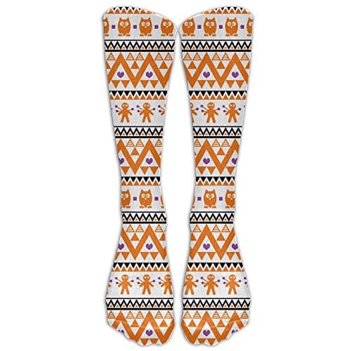 Unisex Owl Gingerbread Pattern Tube Stockings Running Crew Socks
