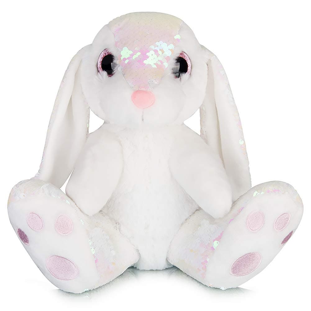 My OLi 8" Bunny Sequin Rabbit Plush Bunny Stuffed Animal Pink Flip Sequin Bunny for Babies Kids Boys Girls