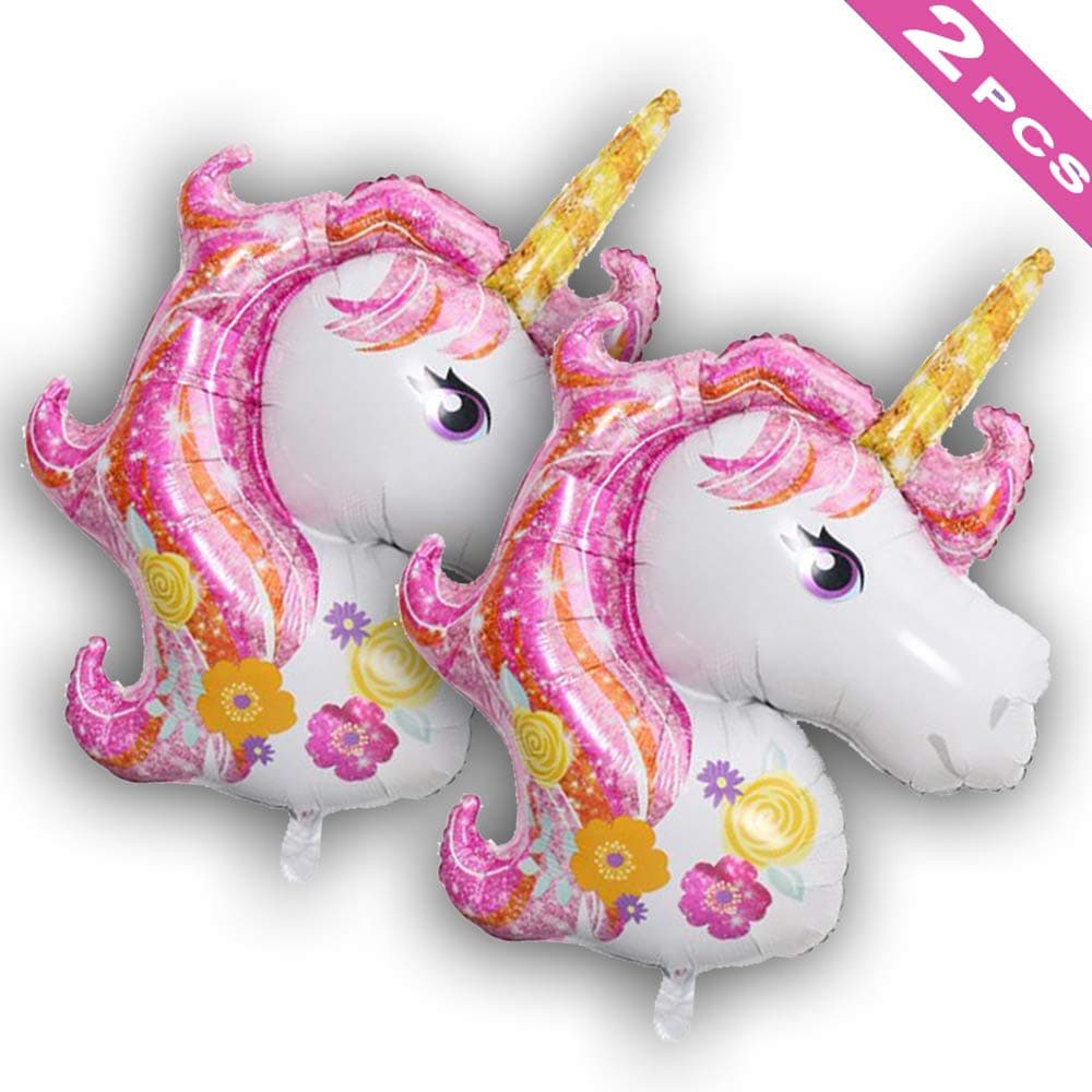 Unicorn Foil Balloons for Birthday Party - 43" Pack of 2 Mylar Balloon as Unicorn Party Supplies - Unicorn Themed Baby Party Favor, Baby Girl Shower Decor Kit