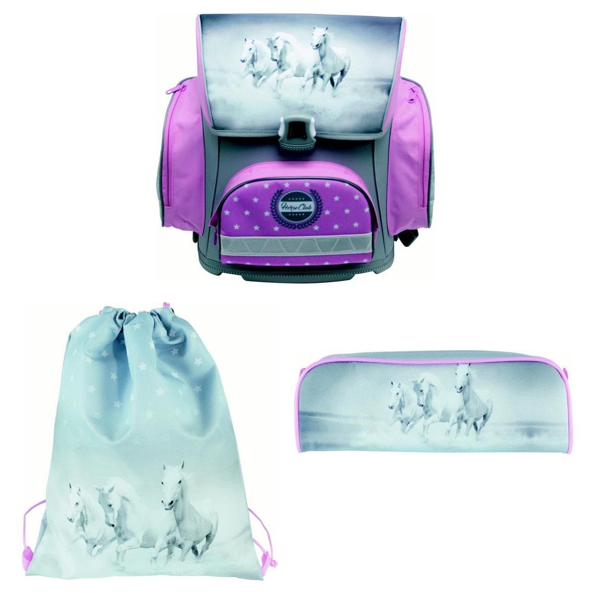 STYLEX Schulranzen-Set, 4-teilig, Pferde School Bag, 38 cm, 15 liters, Multicolour (Pferde Design)