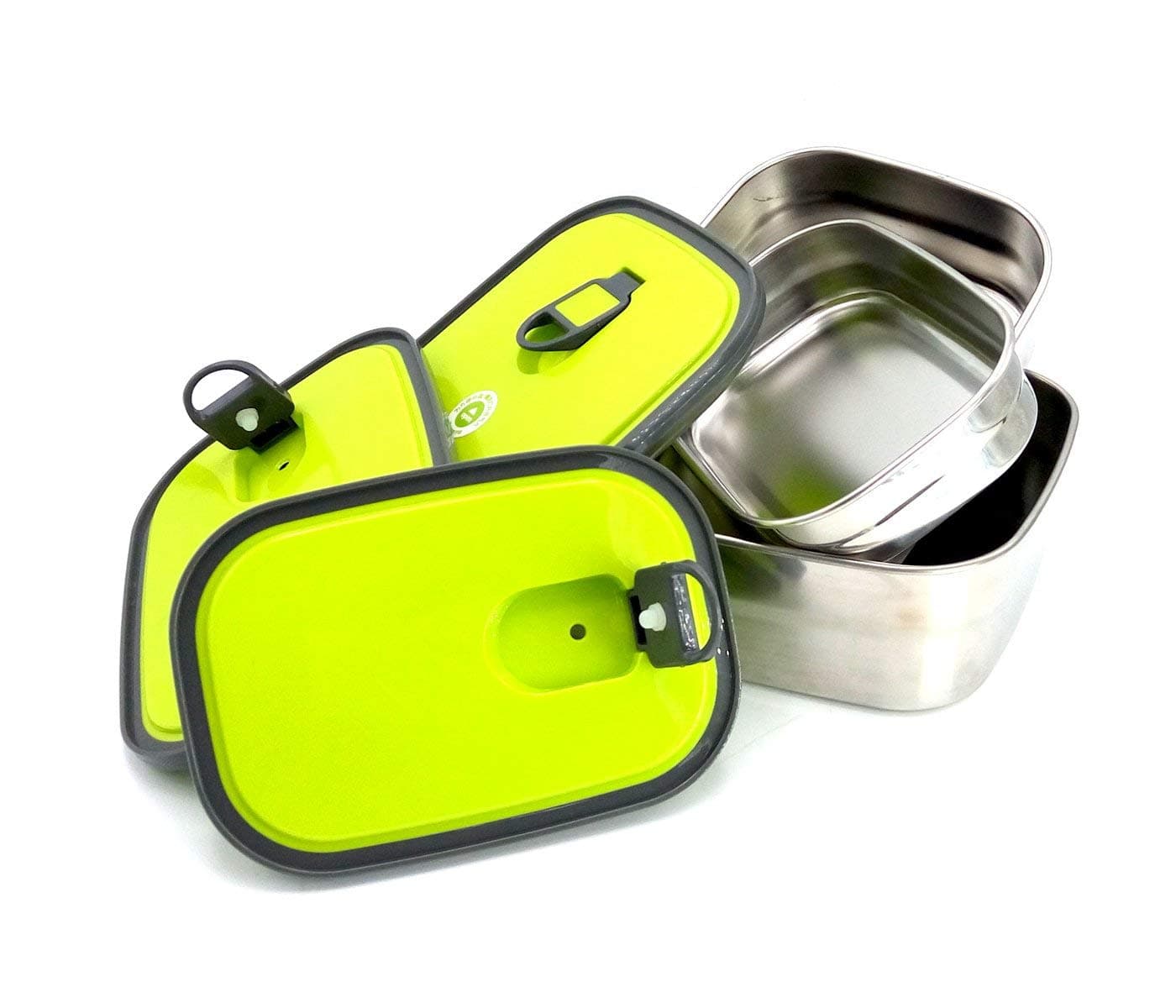 Homesoul Lunch Box Tiffin for School Office with Inner Stainless Steel Rectangle Dinner Box Food Container (3 in 1, Multi-Colour)