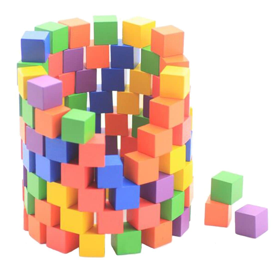 TRESS 100 Pcs 2CM Color Cube Wooden Building Block Set For Primary Mathematics Teaching Tools