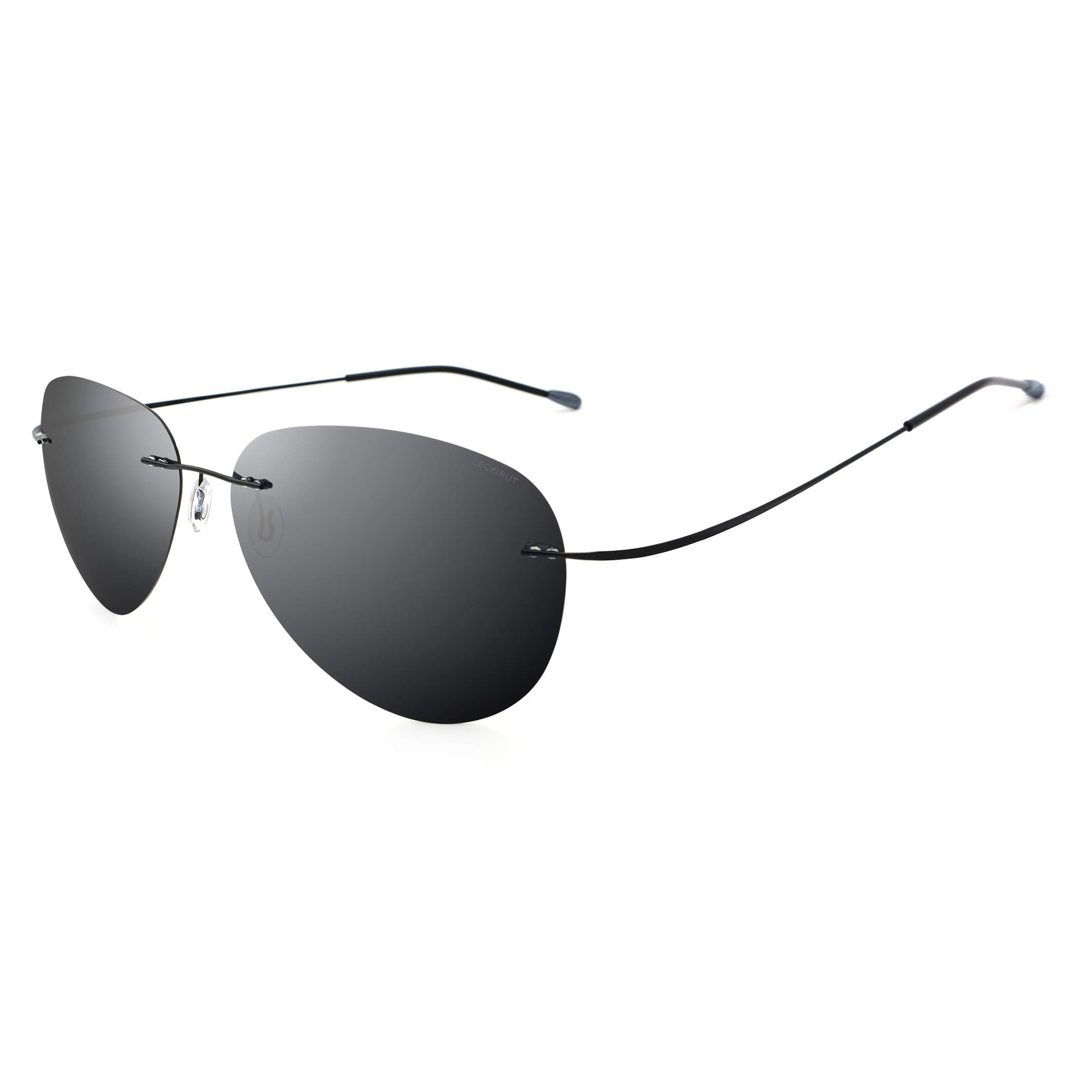 Men Rimless Titanium Lightweight Aviator Polarized Sunglasses for Driving