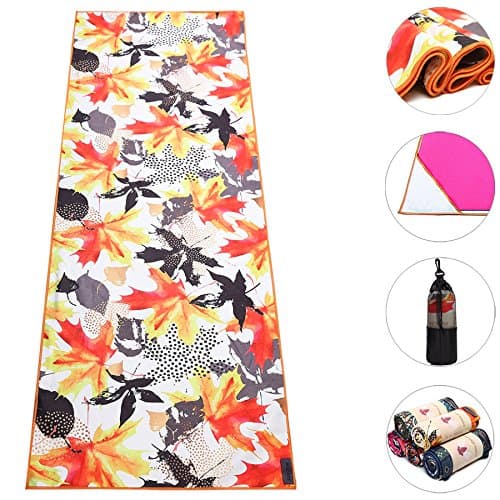 Boence Yoga Towel,100% Microfiber Yoga Mat Towel with Corner Pocket Design - Anti-Slip & Sweat Absorbent & Machine Washable 72" x 26" Print Yoga Blanket Towel - Perfect for Hot Yoga, Pilates, Fitness