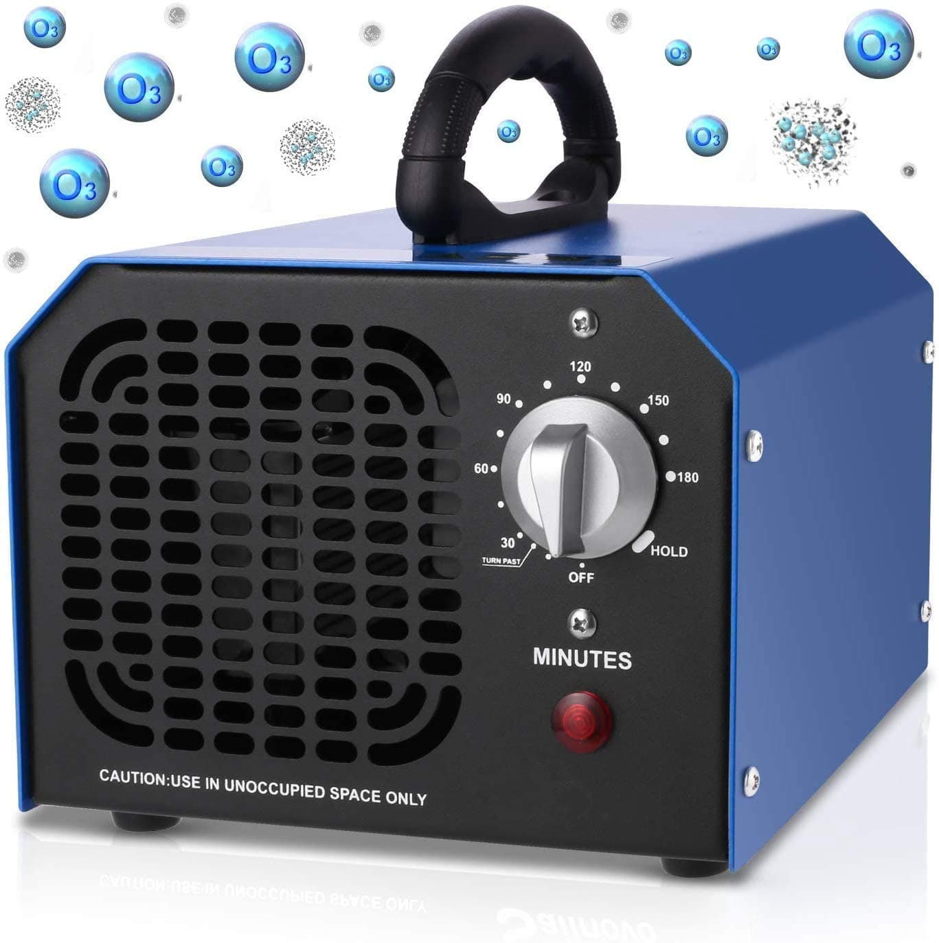 Currens Commercial Ozone Generator O3 Air Purifier 6000mg/h Ozone Machine Home Air Ionizers Deodorizer for Rooms Smoke Cars and Pets, Blue