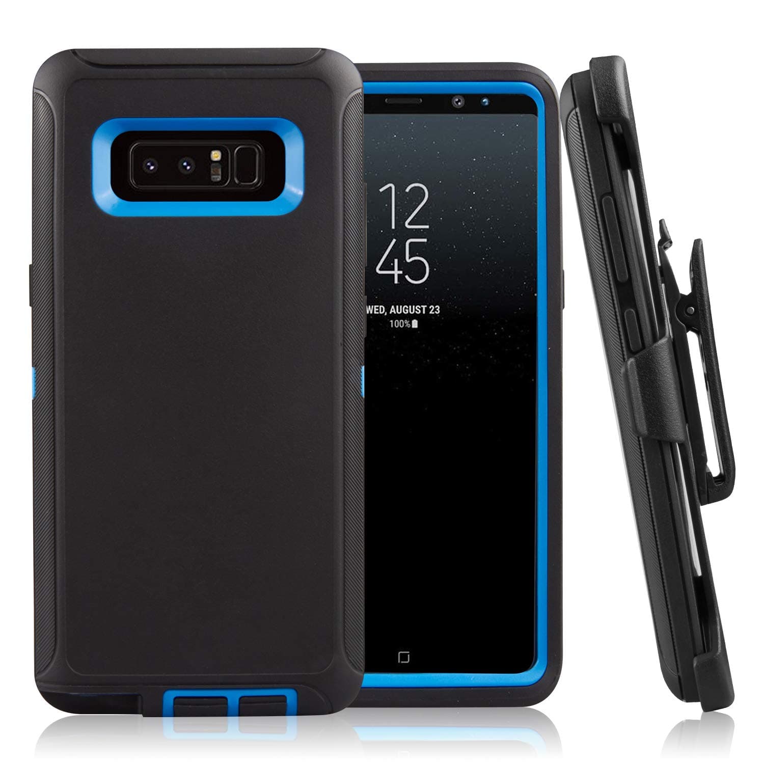 Galaxy Note 8 Case CaseStro Rugged Series for Samsung Galaxy Note 8 (Only) Full Body Heavy Duty Defender Armor Cover 360 Protection [Shock Proof] with Belt Clip Holster and Kickstand (Black Blue)