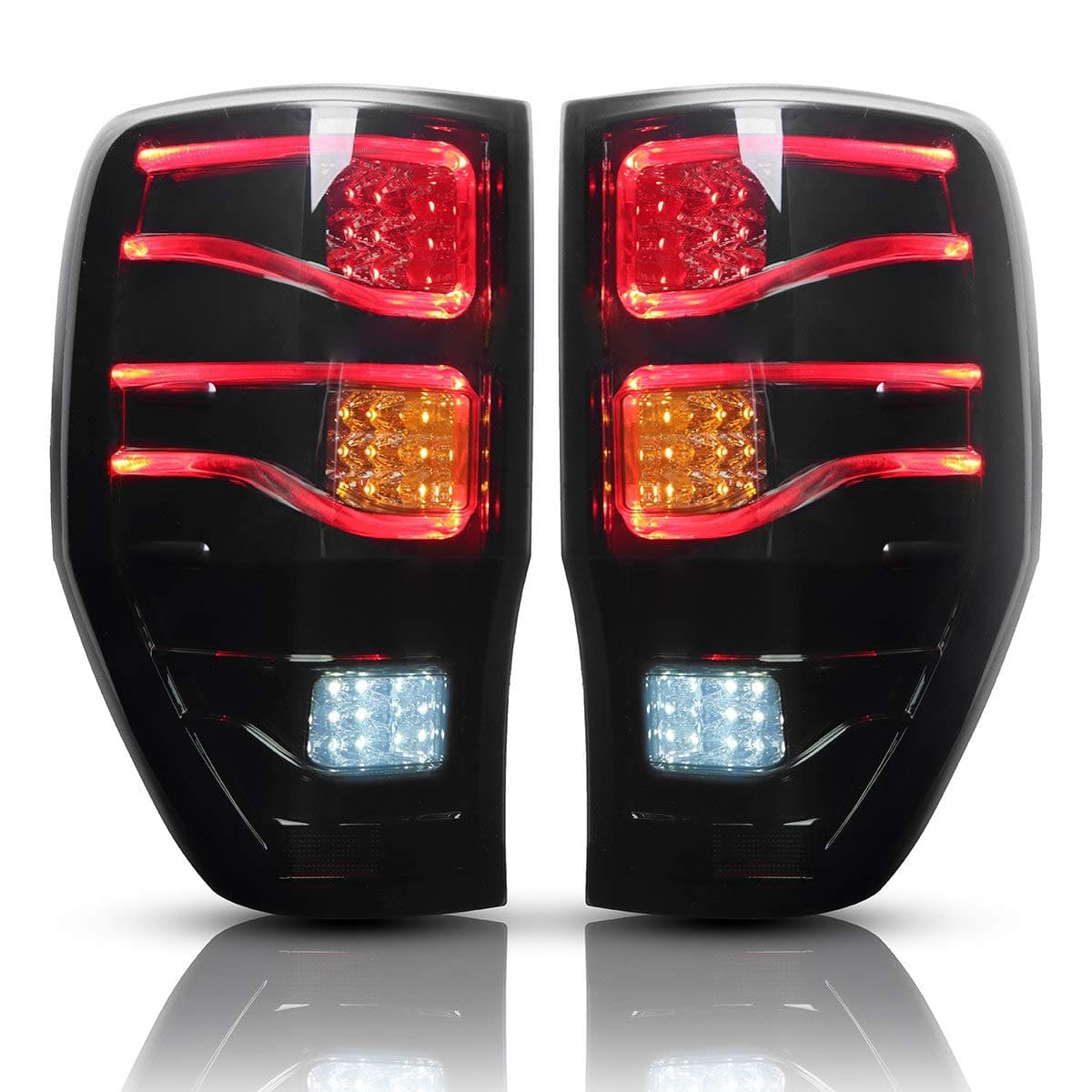 yise-N036 2Pcs Smoked Auto Car LED Rear Tail Lights Brake Lamps for Ford Ranger 2012-2018 ABS Light Size Approx 27x43cm