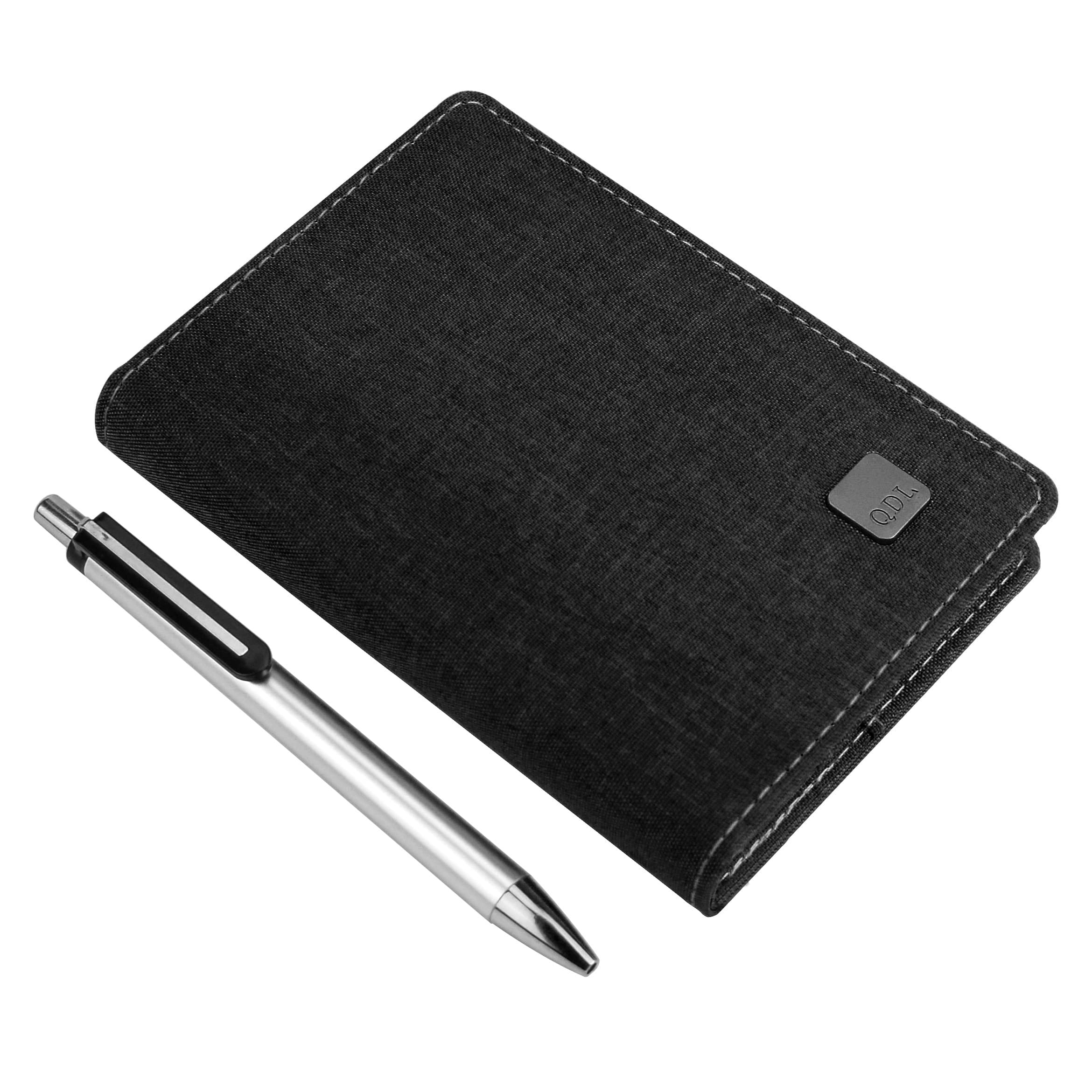 EsOfficce Pocket Notebook, A7 Hardcover Small Journal/Line Pages Writing Notebook/Ruled Leather Diary, Memo Notebook With Pen and Gift Box for Traveler, 226 Pages/113 Sheet, Black