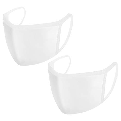 2 Pack Dust Mouth Cover - Reusable Cotton Comfy Breathable Material (White)