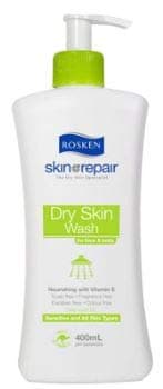 ROSKEN Dry Skin Wash 400ml -Cleanse and mosturise Your Skin Without Leaving it Dry with Rosken Skin Repair Dry Skin Wash