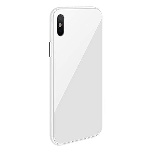 iPhone X Magnetic Case with Metal Frame Glass Back Case for iPhone 10 Aluminum Alloy Tempered Glass with Built-in Magnet Flip Cover for iPhone X/10 5.8'' (White, iPhone X/10 5.8'')