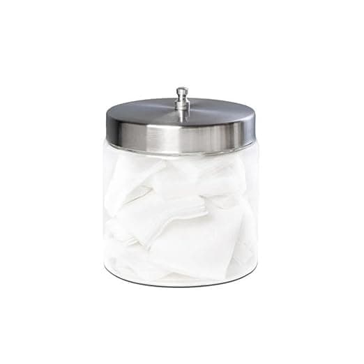 Glass Sundry Jar with Lid, 4 x 4 inch, Clear Storage Container, Compact & Durable, for Cotton Balls & Supplies | 1 Count