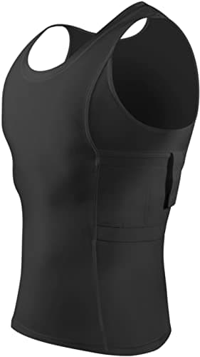 Men’s Pistol Holster Undershirt for CCW Concealed Carry, Tank Top, All-Day-Comfort Easy Breathe Compression Fabric