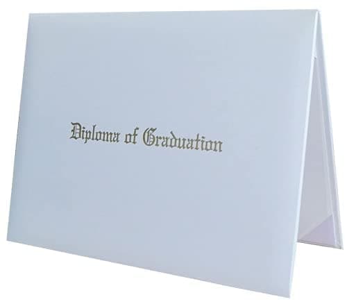 Happy Secret Imprinted Diploma Holder for 8.5"x11" Certificate - Graduation Cover with Smooth Leather, White, 1 Pack
