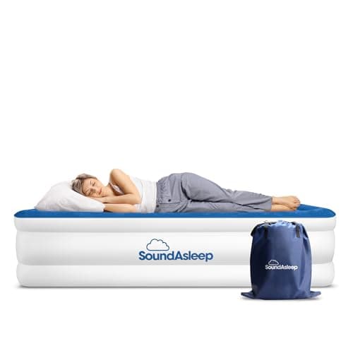SoundAsleep Dream Series Luxury Air Mattress with ComfortCoil Technology & Built-in High Capacity Pump for Home Camping- Double Height, Adjustable, Inflatable Blow Up, Portable - California King XL