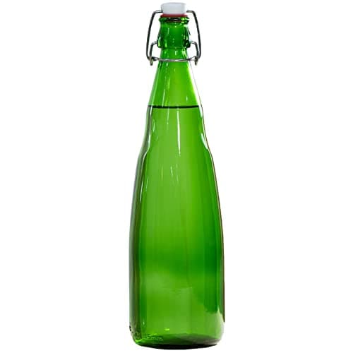 SAND DUNE Set of 1, 1000 ml Each OPT3 Green Glass clip top cap water bottle with flip top cap, Leak-Proof for water, Juices - Reusable Travel Glass Drinking Fridge Bottles