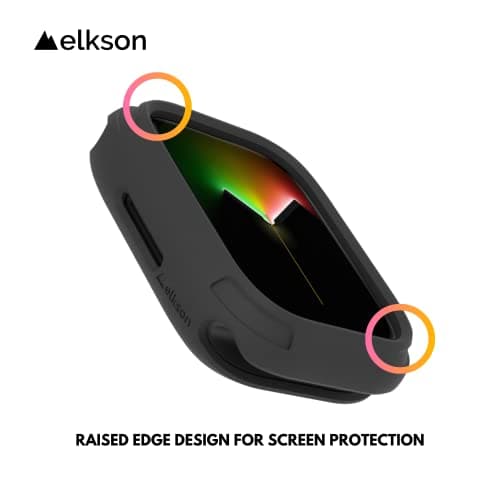 elkson Compatible with Apple Watch 41mm Bumper Case, Quattro Series Rugged Case for Apple Watch and iWatch Series 9 8 7, Military Grade Durable Protective Cover, Flexible Shock Proof, Black