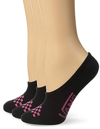 Vans Super No Show Socks - Women's and Girls (Black/Pink Check, Womens Shoe Size 7-10)
