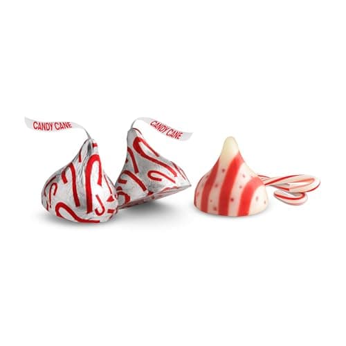 HERSHEY'S KISSES Candy Cane Flavored, Christmas Candy Bulk Bag, 31.67 oz