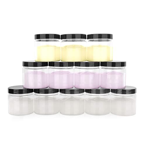 Healthy Packers Small Plastic Jars with Lids (120 ML, 12 Pack) - Clear Plastic Food Storage Containers- Great for Your Slime, Jam, Creams and More! - BPA Free