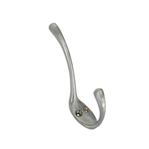 RCH Hardware 2564SC Solid Brass Double (2) Arm Hook, Matching Screws Included, Satin Chrome