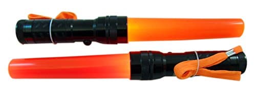 Safety LED Night Flashlight Wand Signal Night Light with Grip Handle and Wrist Strap, Set of 2