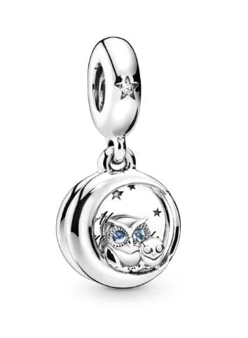 Always By Your Side Owl Dangle Charm 925 Silver Charm Compatible with Pandora Charms, Trollbeads, Chamilia, Biagi and Many Other UK Charm Bracelets.