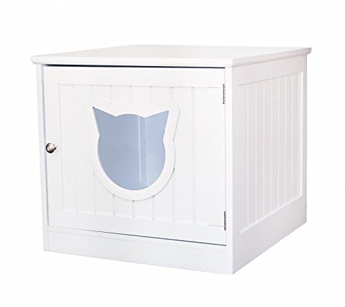 Sweetbarks Cat Home Nightstand | Indoor Pet Crate | Litter Box Enclosure - White