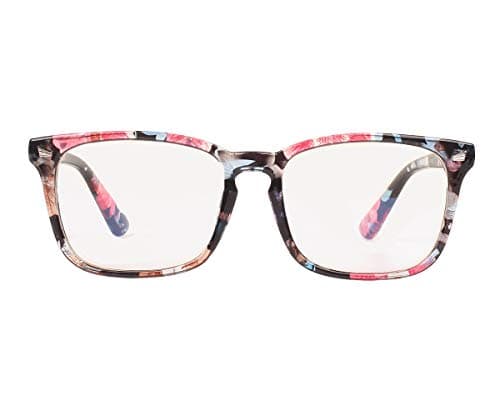 Agstum Blue Light Blocking Glasses Anti-fatigue Gaming Glasses Computer Glasses (Blue flowers)